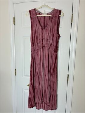 Knox Rose Mauve Tie Dye Style V-Neck Maxi Dress, size L